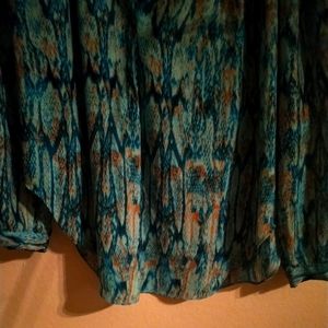 Olivaceous Long Sleeve Tourquise Blouse